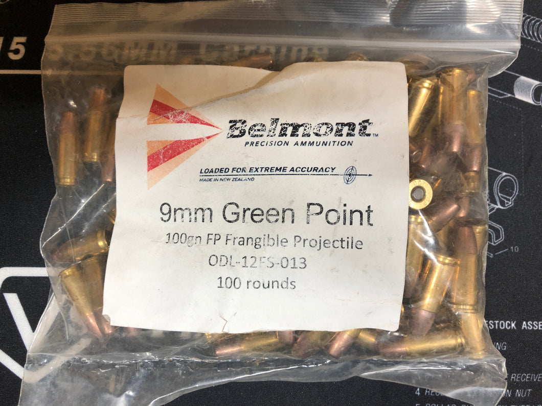 Belmont 9mm green point 9mm frangible